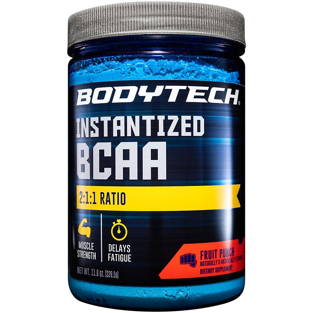 BodyTech BCAA pulver - Optimal 2:1:1 Forhold - støtter muskelgjenvinning, styrke og utholdenhet - Fruit Punch (11,5 oz)
