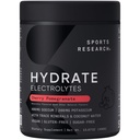 Sports Research® Hydrate Electrolytes pulver - sukkerfri og naturlig flavorert med vitaminer, mineraler og kokosvann - støtter Hydration - Cherry Pomegranate - 90 Serveringer