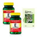 Spring Valley vitamin E hjerte helse kosttilskudd Softgels, 180 mg (400 IE), 200 greve, 2-pakke + eksklusive VitaMax vitamin guide (3 elementer)