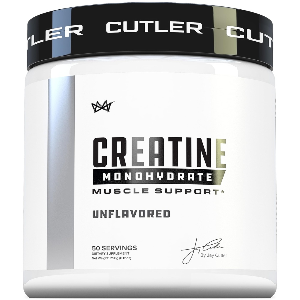 Cutler Nutrition Pure Creatine Monohydrat - 5g Per Serving 50 Serveringer - Premium Muscle Builder forbedrer styrkeytelse og gjenoppretting - Unflavored for enkel blanding