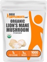 BulkSupplements.com Organic Lions Mane Mushroom Powder - Lions Mane Powder, Mushroom Supplement - Vegansk & Glutenfri, 1g per servering, 1kg (2,2 lbs) (Pack of 1)