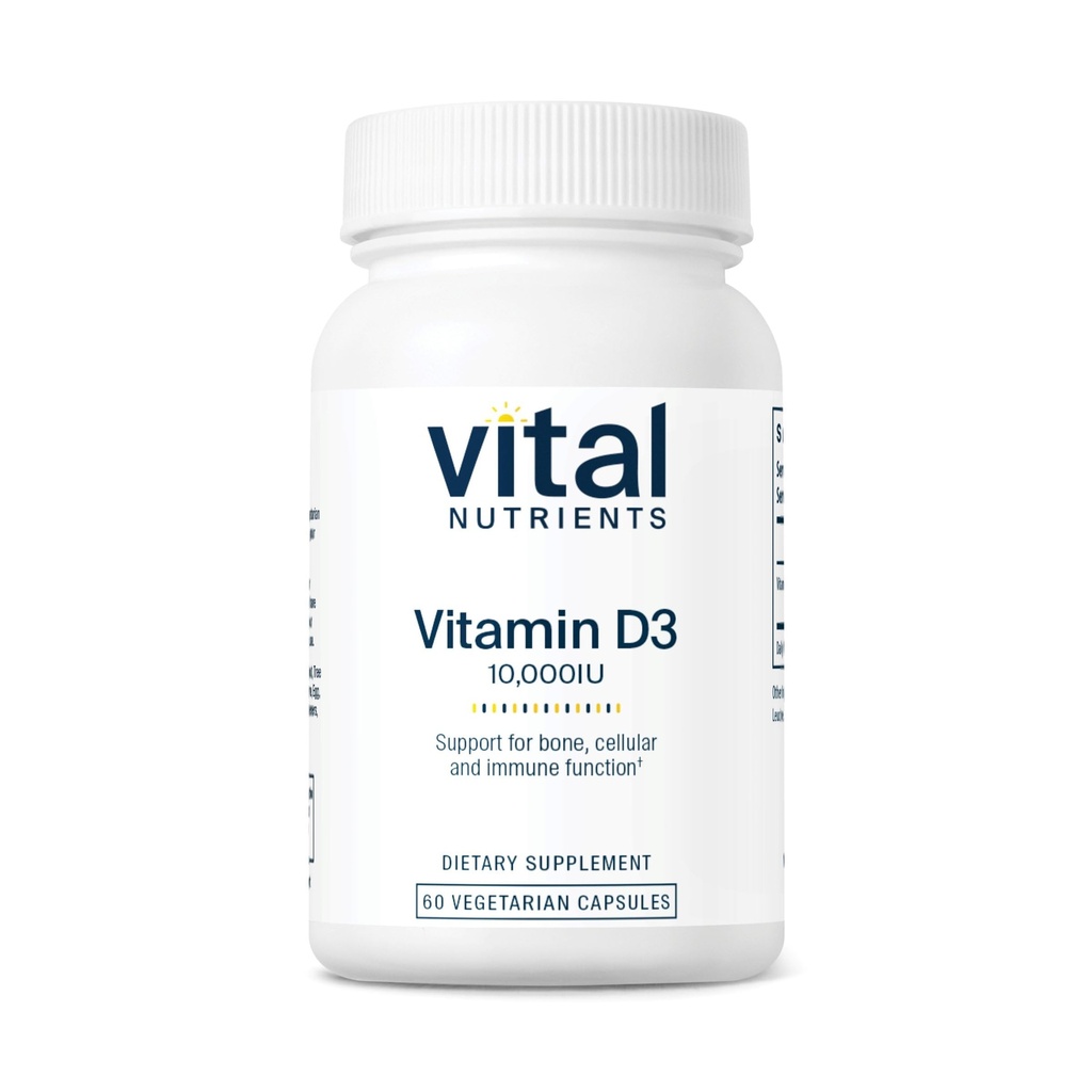Vitale næringsstoffer vitamin D 0000 IU  Vitamin vitamin D3 Supplement | sunne bein, tenner, muskler * | Cellular & immunfunksjon | kalsiumabsorpsjon | Gluten, Dairy og soya gratis | 60 kapsler