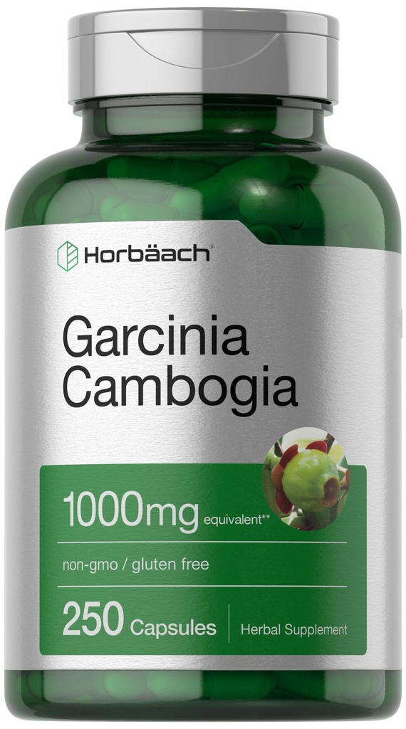 Horbaach Garcinia Cambogia Extract piller | 1000mg | 250 kapsler | Herbal Extract Supplement | Ikke-GMO, Glutenfri