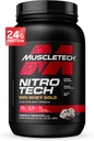 MuscleTech Whey Protein Powder , Nitro-Tech Whey Gold Protein Powder , Whey Protein Isolate Smoothie Mix , Protein Powder for kvinner og menn , informasjonskapsler og krem, 2 lb (28 Serveringer) - pakken kan variere