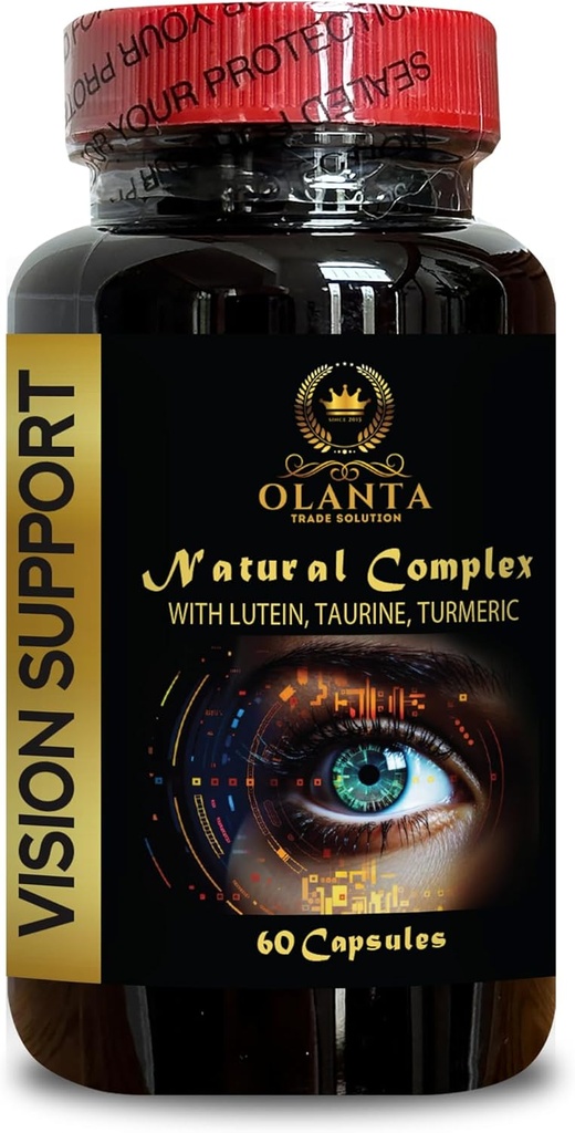 Vision Support Natural Formula - Advanced Vision Formula med Lutein - Visjon Support med Beta-Caroten & Zinc - Immunstøtte - 1 flaske 60 Kapsler
