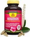 Lovely Menopause Supplement + Hormon Balance + Vektkontroll, Hot Flashes, Mood Swings, Vaginal Helse & Tørrhet | Black Cohosh, Dong Quai, Ashwagandha + Probiotika, Kvinne Supplement, 60 ct