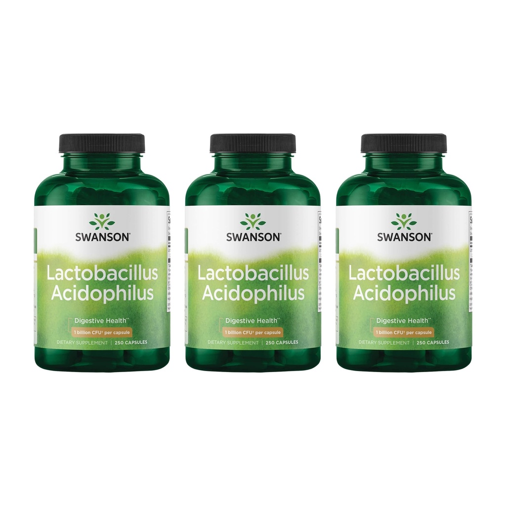 Swanson Lactobacillus Acidophilus - Probiotiske Supplement Støtter Digestiv Helse med 1 milliard CFU Per Kapsel - Fremmer Bowell og GI Tract Health - (250 Kapsler) 3 Pakke