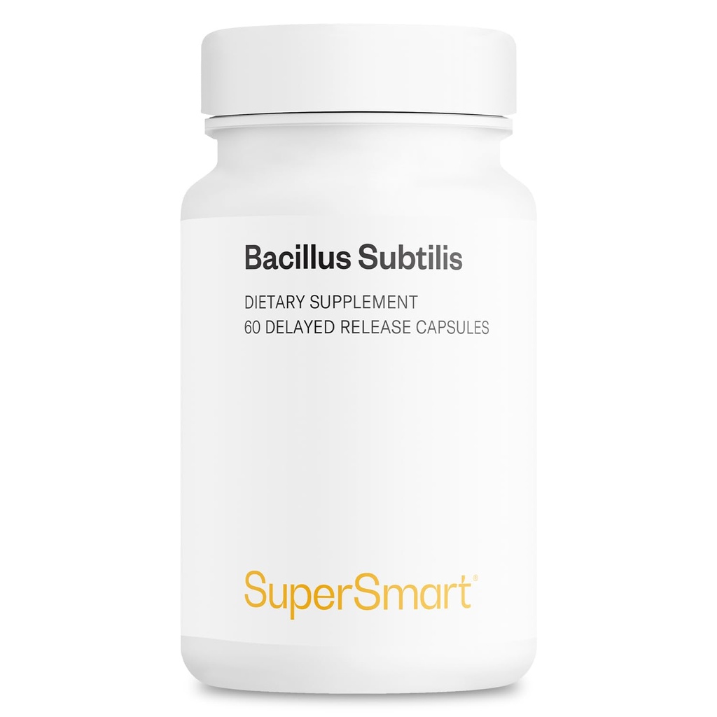 Supersmart - Bacillus Subtilis 3 milliarder CFU per dag (høy potens) - Spore Probiotic Supplement ikke-GMO & Glutenfri - 60 DR Kapsler