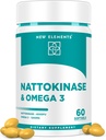 Omega 3 Fish Oil 1200mg med Nattokinase Supplement 4000 FU Organic  EPA DHA EPA | Nattokinase Avledet fra japansk Natto | Cardiovaskulær og sirkulatorisk støtte | hjertehelse støtte | 60 Softgels