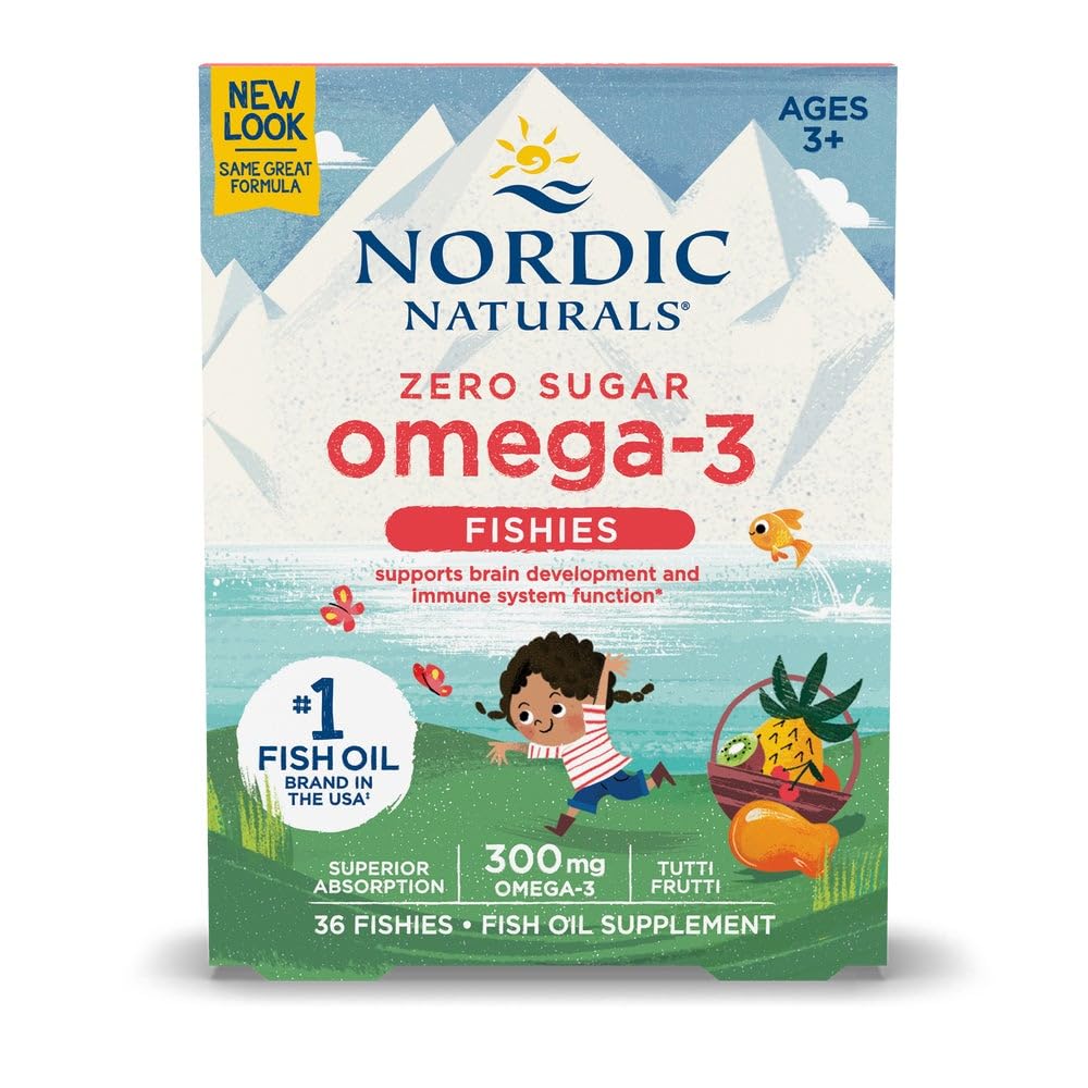 Nordic Naturals Nordic Omega-3 Fishies, Tutti Frutti - 36 Fisk - 300 mg Total Omega-3s med EPA & DHA - Helse, Mood, Visjon & Immunsystem - Non-GMO - 36 Services