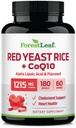 ForestLeaf rød yeast ris med CoQ10 Supplement - 1215mg ekstra styrke rød yeast ris kapsler med Alfa Lipoic Acid & organisk flaksfrø, Citrenin gratis - 180 kapsler