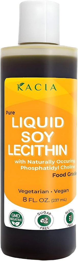 Kacia ren soya lecitin flytende | Vegansk Lecithin 8 oz | Naturlig mat klasse emulgator & stabilizer for bakte varer og sjokolader | Lecithin soya moisturize i hud & hår kosmetikk kreasjoner