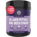 16oz Bone Broth pulver med Grass Fed Collage Peptides - Unflavoured, Zero Carb, Dairy Free, Ingen Additiver, Ingen Fyllstoffer - Naturlig kilde type I og III - Grass Fed Bone Broth Collage pulver