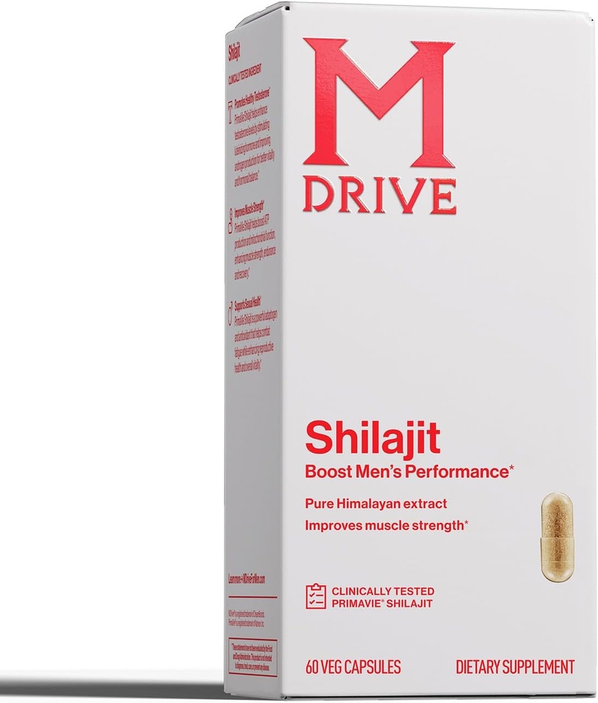 Mdrive Shilajit Kapsler for menn | 30 serveringer av høy renhet PrimaVie Shilajit for energiforsterkning og immunstøtte, 60 Shilajit Kapsler