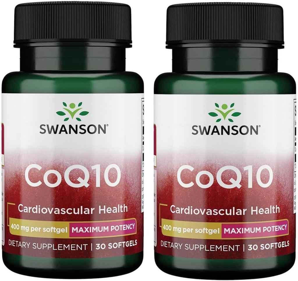 Swanson CoQ10 - Hjelper å fremme hjertehelse, energistøtte, og hjelpemidler samlet kardiovaskulær system helse - Hjelper opprettholde coenzym Q10 Supplement - (30 Softgels, 400 mg Hver)