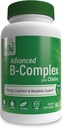 Health Thru Nutrition Advanced B-Complex Complete Plus Choline - Vegansk | Energi Kognisjon og Metabolsk Støtte | Høy styrke med 550mg Choline, B12, Biotin og mer | Ikke-GMO (Pack of 60)