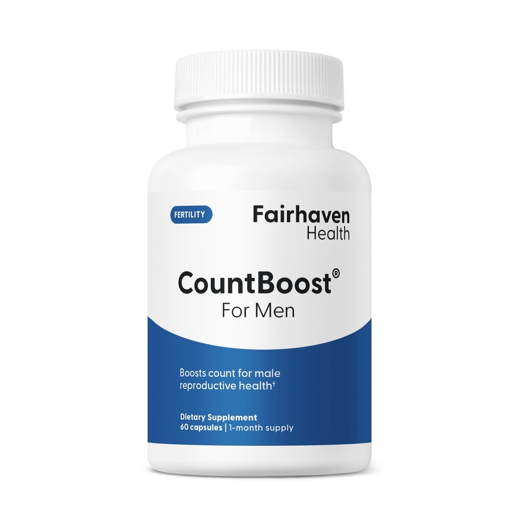 Fairhaven Health CountBoost for menn Optimal Count and Volume Mannlig Fertilitet Supplement - Pre-Conception ernæring for ham - med Ashwagandha, vitamin C, og CoQ10-60 Kapsler