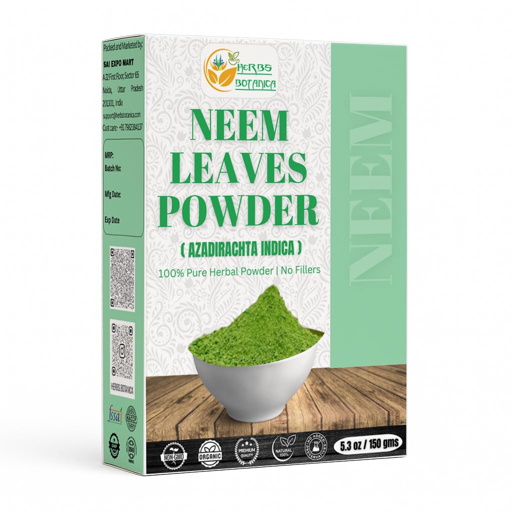 Urter Botanica Neem pulver for hårvekst, hudpleie og detox Wildcreated Bitter Neem blader pulver for immunsystem støtte, Digestiv Helse 5.3 oz