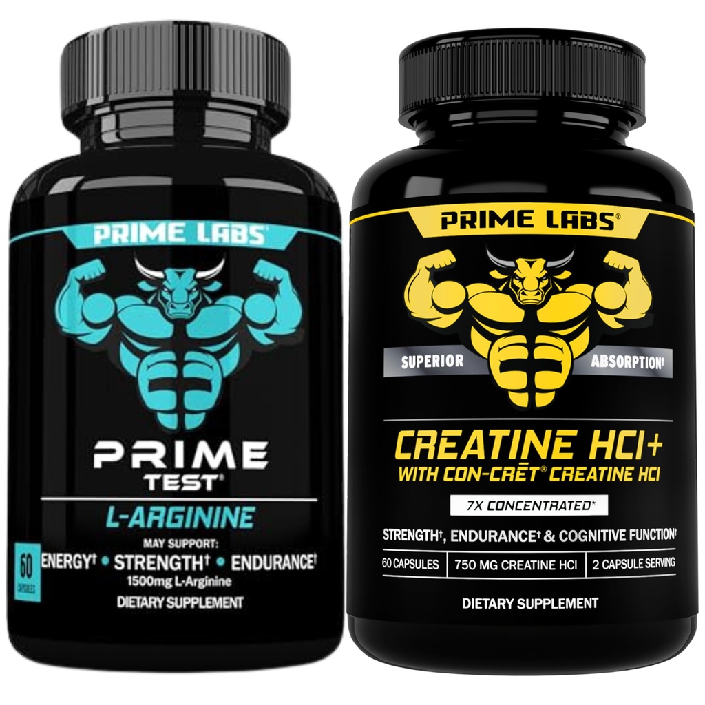 Prime Labs L Arginin (60 ct) + Kreatin HCl kapsler (60 ct)