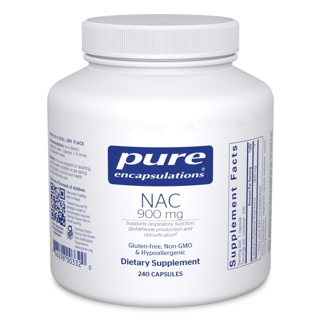 Rene innkapslinger NAC 900 mg - N-Acetyl Cysteine Aminosyre Supplement for Lung & Immune Support, Liver & Antioksidanter* - 240 Kapsler