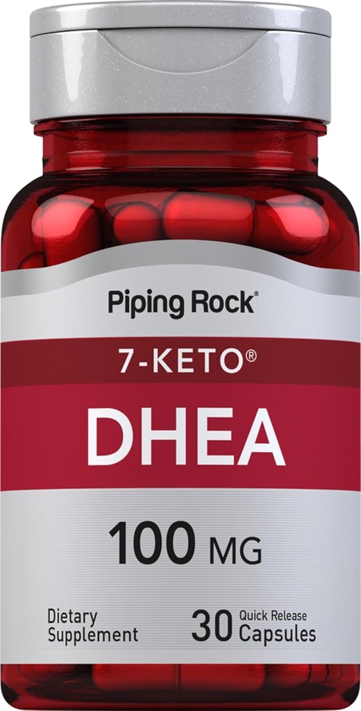 Piping Rock DHEA Supplement for kvinner og menn | 100 mg | 30 kapsler | 7-Keto | Dehydroepiandrosteron | Ikke-GMO, Glutenfri