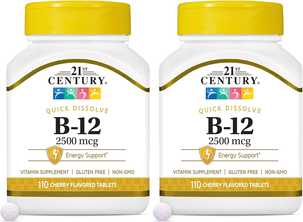 21st Century B 12 2500 mikrog Sublingual Tabletter, 110 greve (Pack of 2)