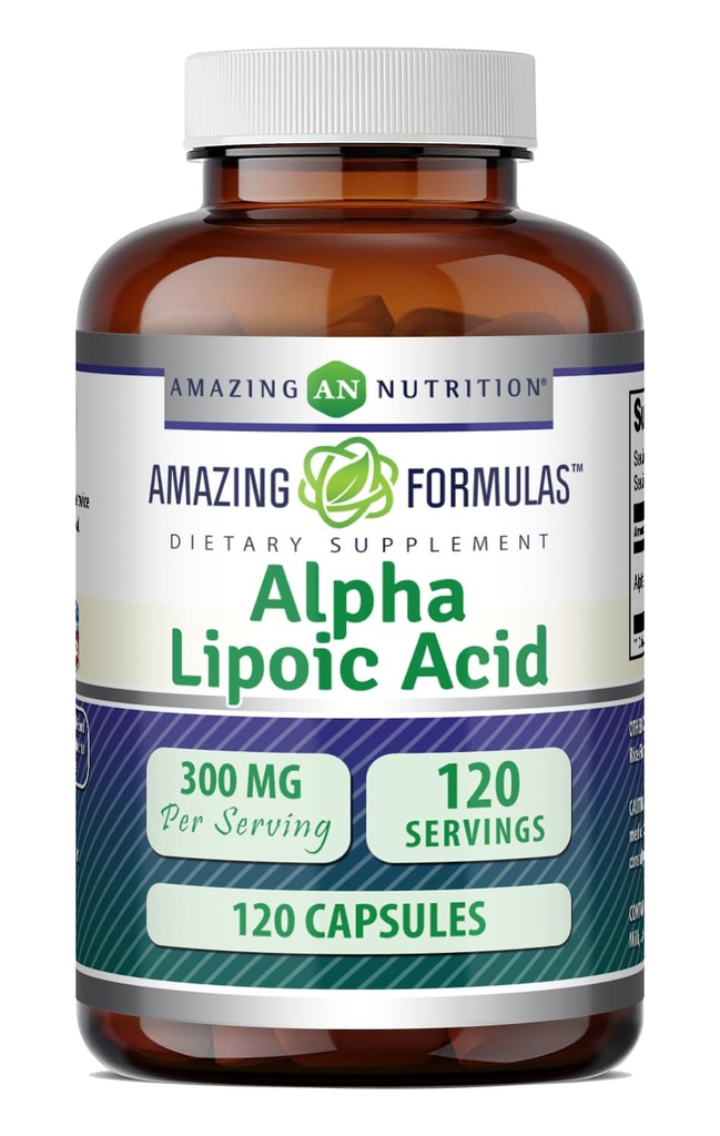 Amazing Formler Alpha Lipoic Acid 300 Mg Kapsler Supplement | Ikke-GMO | Glutenfri | Laget i USA (120)