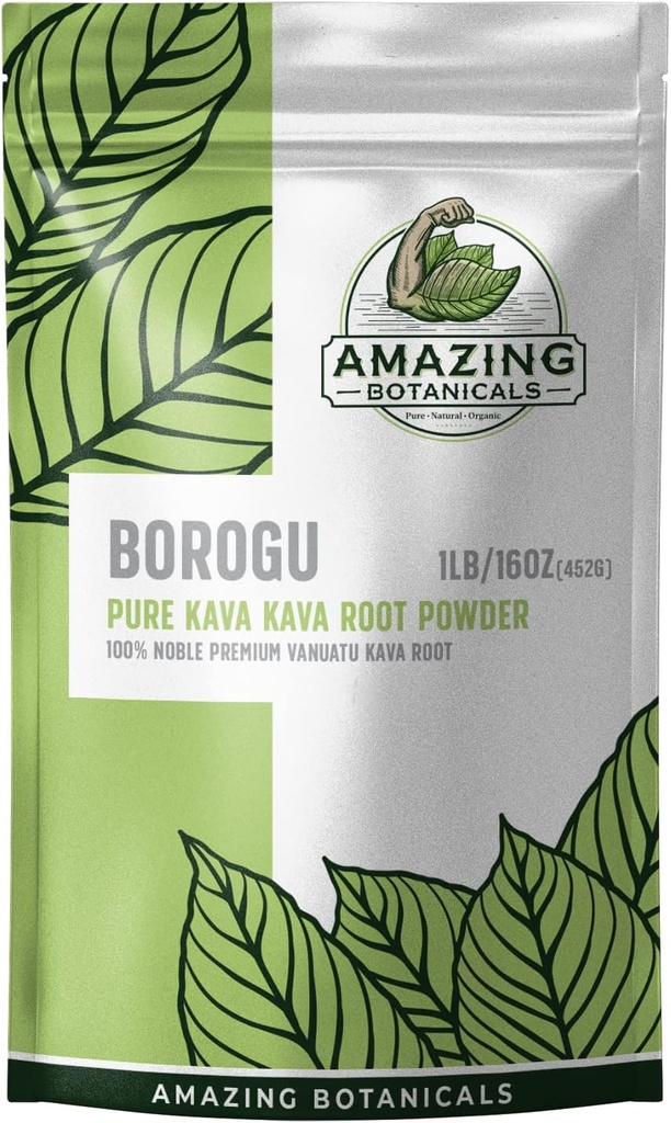 Amazing Botanicals Kava Root - Frisk Borogu Kava Root - 100% Noble Kava-Kava 16oz/1lb, 1 pound pose ren fineste fersk Vanuatu Kava Root