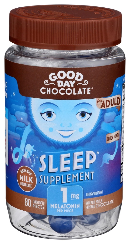 God dag sjokolade Melatonin for voksne [80 greve ] - Fair Trade Non-GMO sjokolade med kamille og melatonin 1 mg - voksen melatonin, voksen naturlig søvnhjelp Supplement