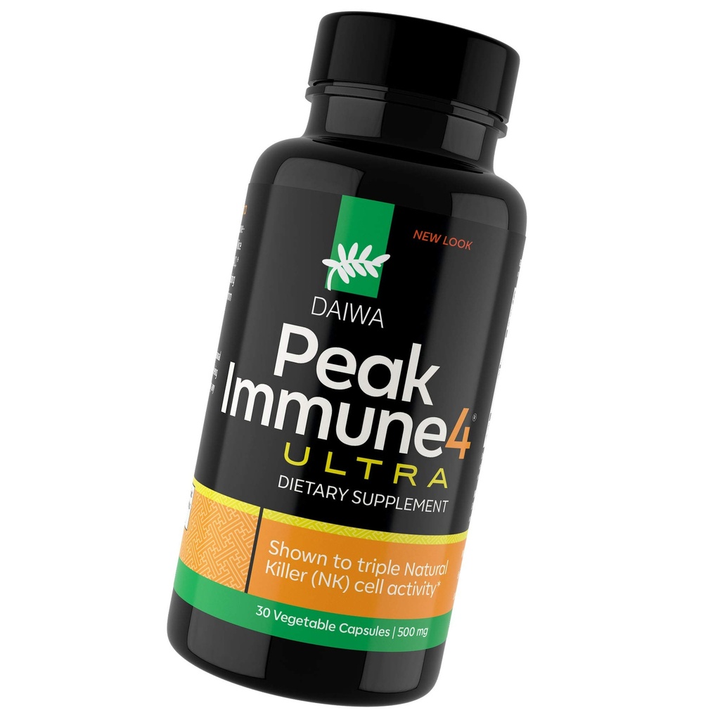 Daiwa PeakImmune4 Natural Immune Support Supplement med RBAC Rice Bran og Mycelia Extract fra Shiitake Mushrooms - Ultra Styrke