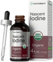 Horbaach Nascent Iodine Dråber | 4 Fl Oz | Økologisk flytende Tinktur Supplement | som Kalium jodid | Vegan, Ikke-GMO, og Glutenfri
