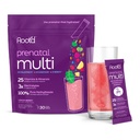 Root'd Prenatal Multivitamin pulver - 25 vitaminer og mineraler med 3x elektrolytter, folat, jern, D3 for mamma og baby, 7 Superfood & probiotika, sukkerfrie vitaminer og Hydration ® 30 vitamin drikke pakker