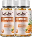 Turmeric og Ginger Gummies (2 Pack) - Turmeric Curcumin med svart pepper & Ginger Supplement for immun støtte Sunn hud - Vegansk gummi for voksne - Glutenfri, lav sukker