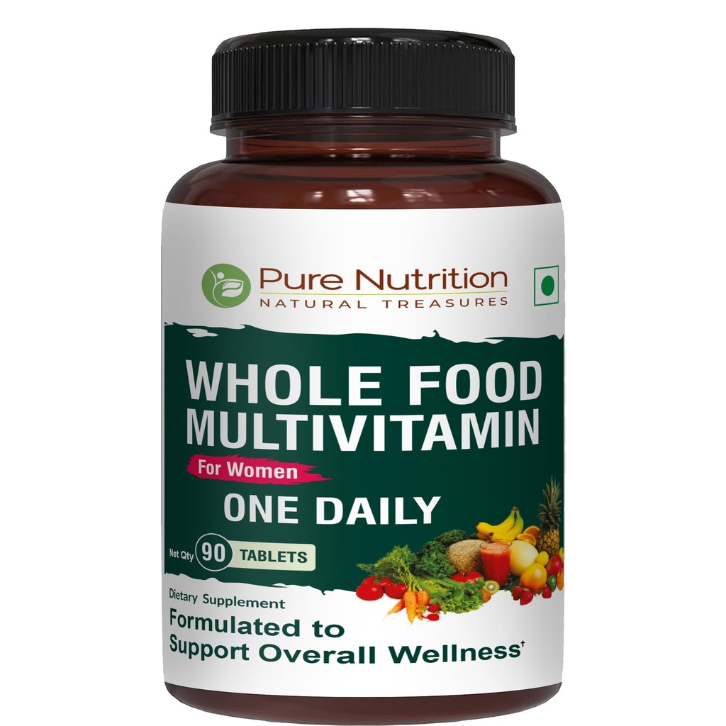 Ren ernæring Hele mat Multivitamin for kvinner | 90 Tabs | En-A-dag | 100% RDA | 24 naturlige vitaminer og mineraler | Alle naturlige plantebaserte kvinner multivitamin | 3 måneders forsyning