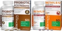 Bronson Probiotic 50 milliarder CFU + Prebiotic with Apple Polyphenols & Pineapple Frukt Ekstrakt + Metyl B12 5000mg Vitamin B12 Methylcobalamin