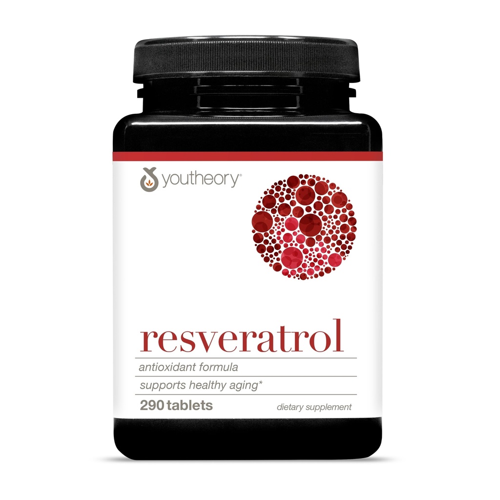 Youtheory Resveratrol Avansert Antioksidant formel - Premium Antioksidant Supplement med Super-Fruit Blend - Inneholder ResVida - Dairy, Soya & Glutenfri - 290 Tabletter