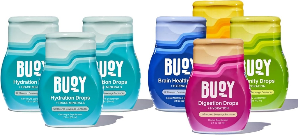 Buoy Electrolyte Drops Variety Pack Bundle© Serverer ikke sukker, ingen søtningsmidler | Dietitian Anbefalt | Trace Minerals | Tilsiktelig uovertruffen Legg til noen drink