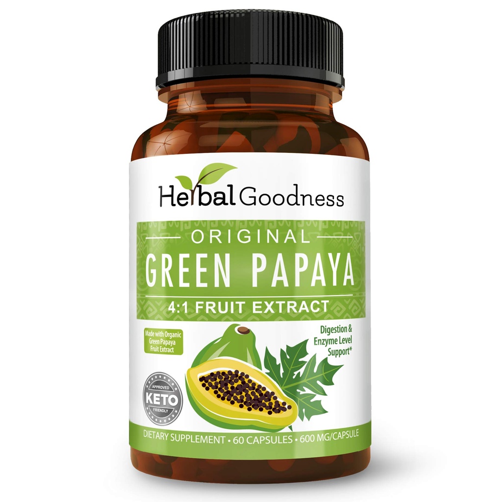 Grønne Papaya Frukt Ekstract Kapsler - Organic Papaya Enzymer med prebiotika og probiotika for Digestive Helse - Super Digestive Enzymes, Immune Support- 60 Kapsler, laget i USA