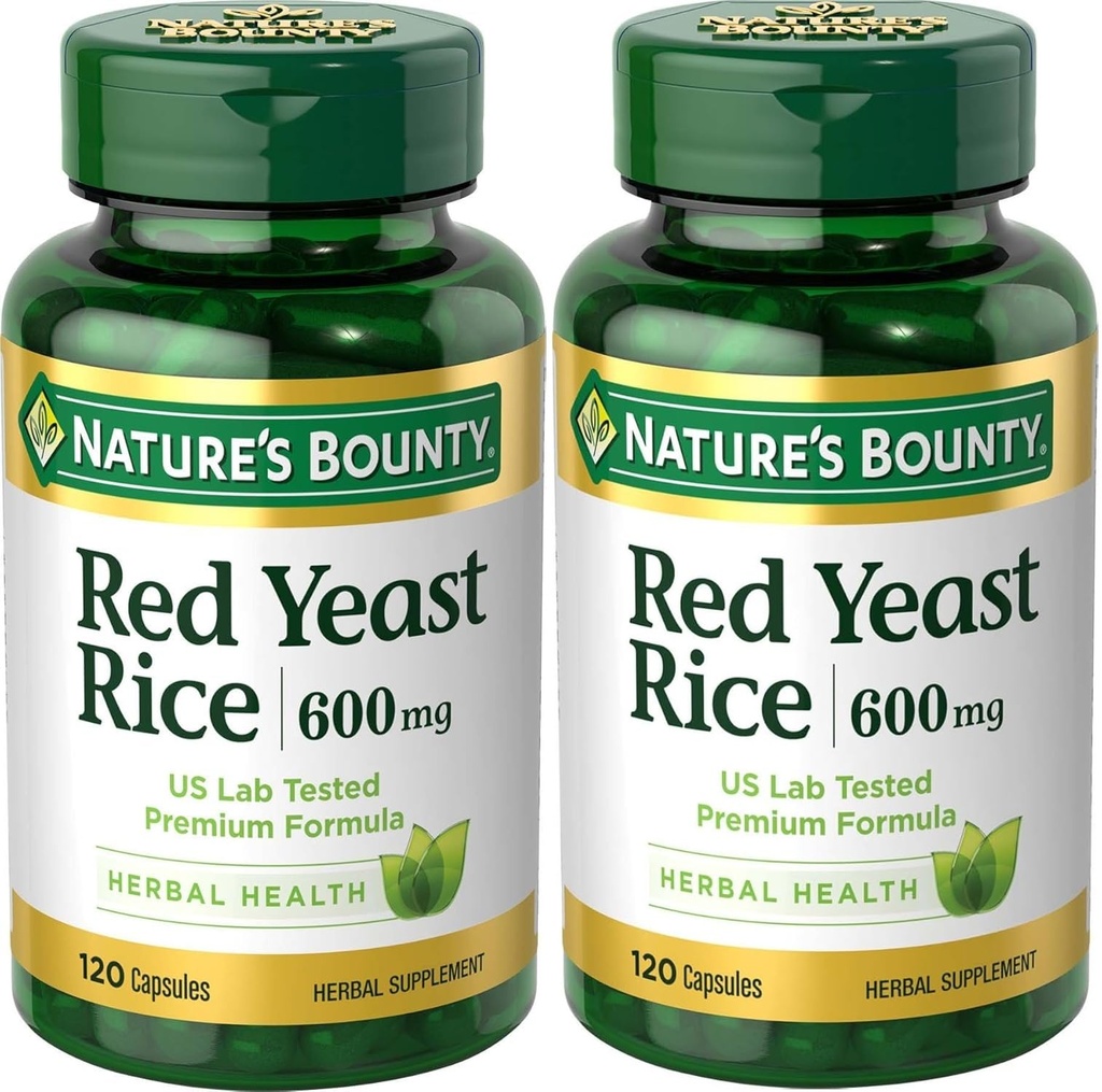 Naturens Bounty rød yeast ris 600mg 120 kapsler (pakke med 2)