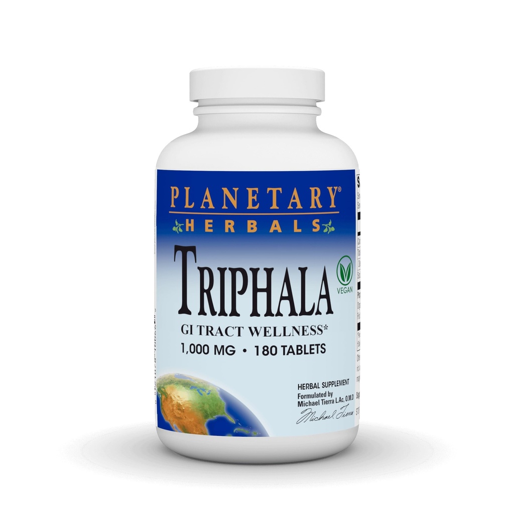 Planetary Herbals Triphala Intern Cleanser 1000 mg for GI Tract Wellness - 180 tabletter