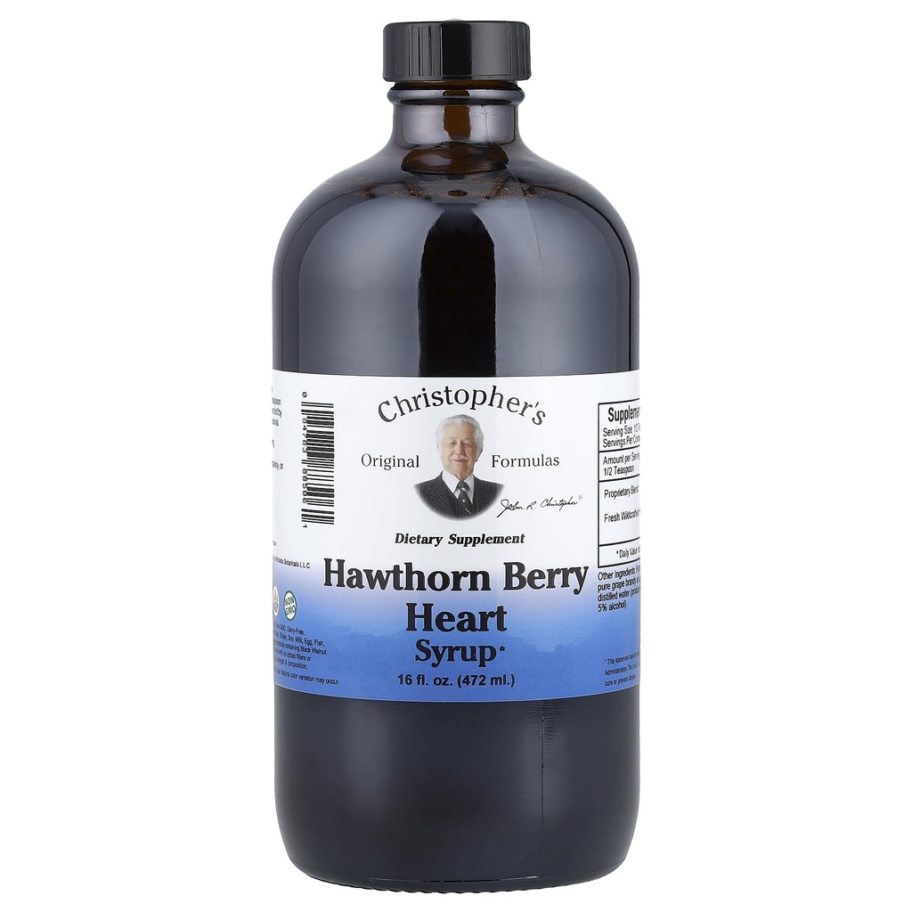Christophers opprinnelige Formeler Hawthorn Berry hjerte Syrup - 16 fl oz | Naturlig herbal blanding for generelle velvære