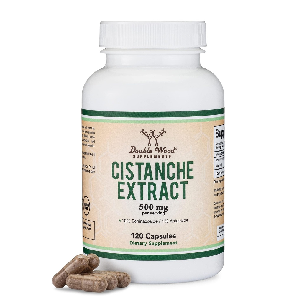 Cistanche Tubulosa ekstrakt 500 mg Per servering (120 kapsler) Cistanche Testosteron Supplement for menn (standardisert til å holde Echinacosider og akteosider) ved dobbel tre