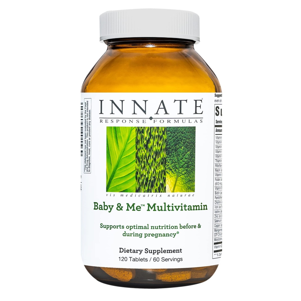 Innfødt respons Formeler Baby & Me Multivitamin - Prenatal og postnatal vitamin med folat, Choline og vitaminer B12 og D3 - Vegetarisk, ikke-GMO og Glutenfri - 60 tabletter (30 Serveringer)