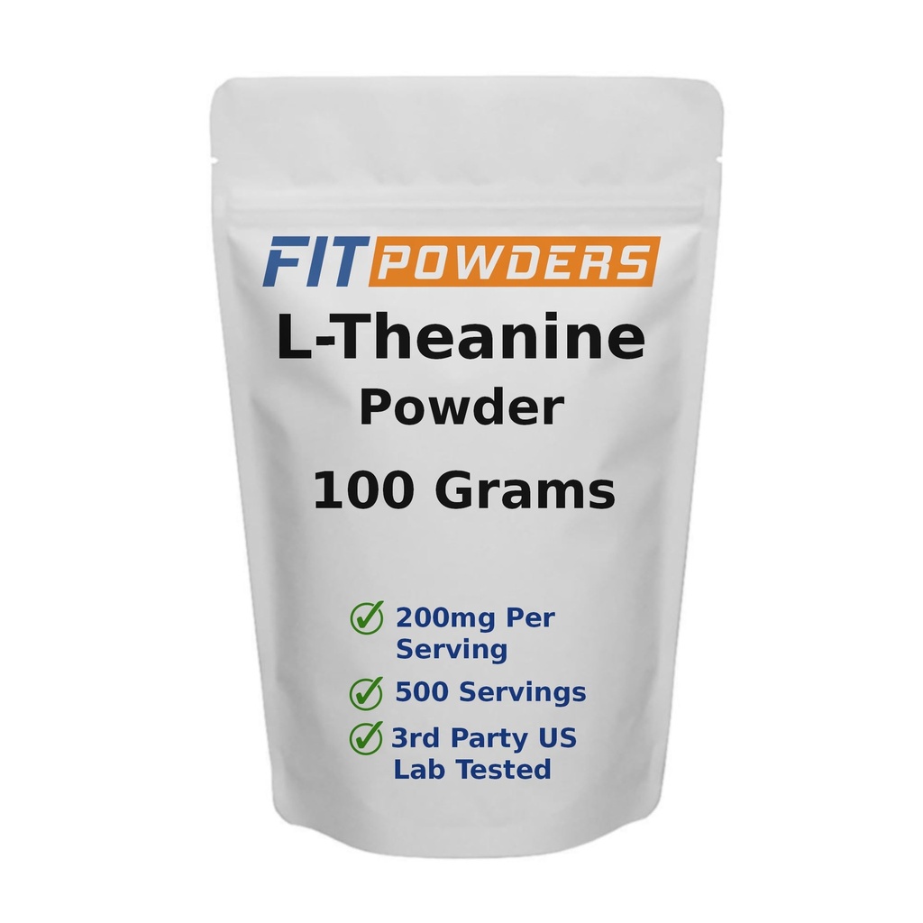 L-Theanine pulver 100% ren, ikke-GMO, vegansk, glutenfri teanin pulver Supplement (fleire størrelser) Mood og kognitiv, stress relief og avslapping, Scoop inkludert (100 gram)
