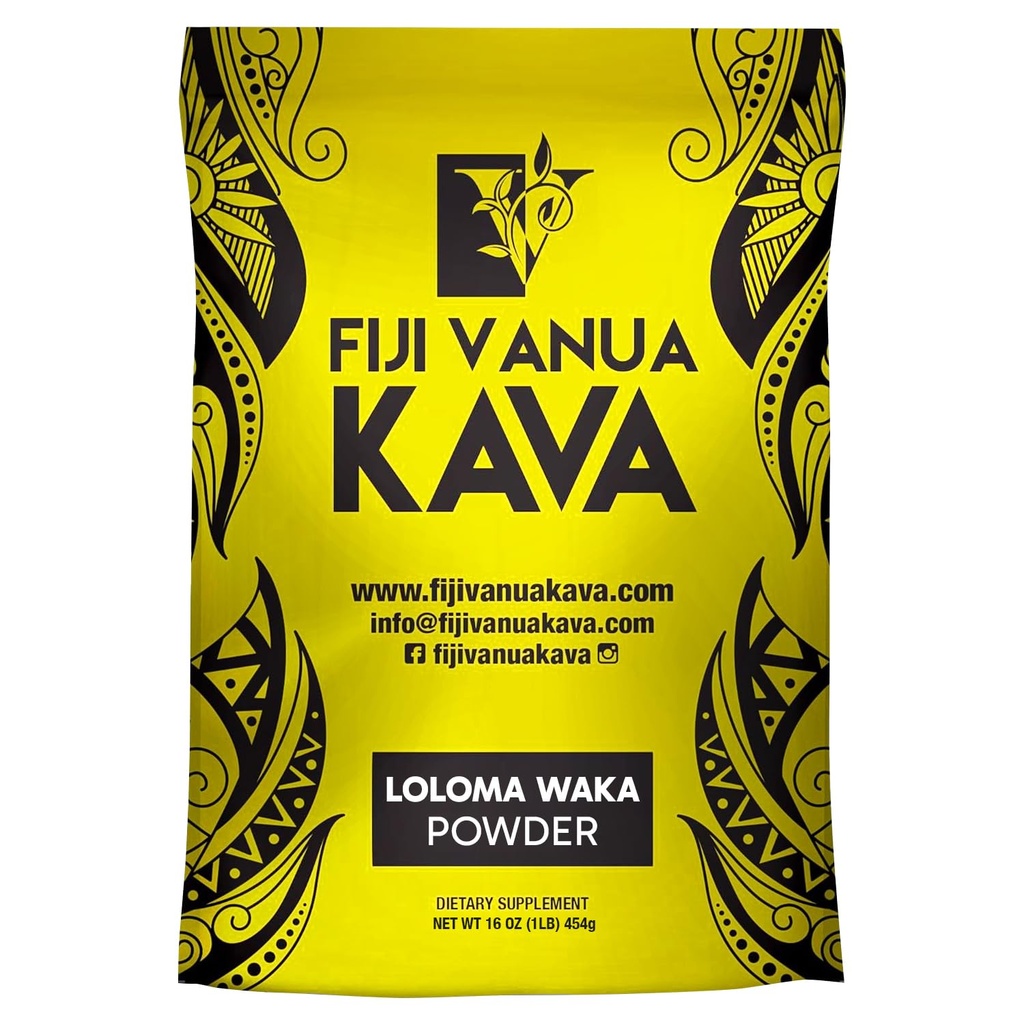 Fiji Vanua Kava Premium Loloma Waka Kava Root pulver, laget av noble Root pulver med soltørket lateral rot, middels Grind for enkel prep, Kava for glatt og deilig smak, 1 lb