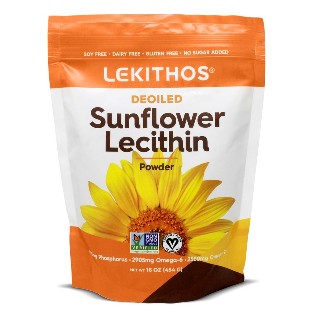 Avoljet solflower Lecithin pulver 16oz, daglig Lecithin Supplement for matlaging, baking og gummier,1760mg Fosfatidyl Choline Supplement - Flott for tettet melk dukter! 65 serveringer, ikke-GMO