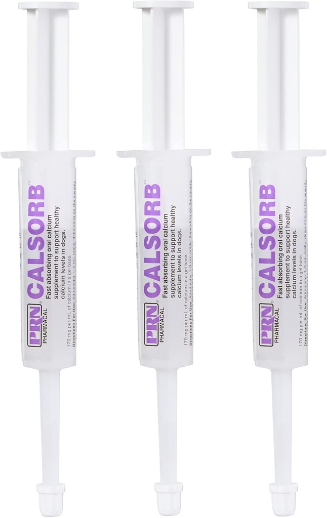 PRN Pharmacal Calsorb - Kalsium Næringstilskudd for å opprettholde sunne kalsiumnivåer hos hund - Gel-basert hund Ernæringstilskudd i en enkel å bruke Syringe - 12 ml Syringe (3 pakker)