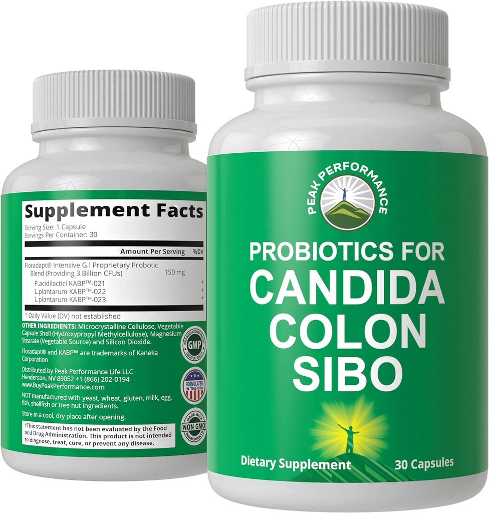Probiotika for Candida, Colon Cleanse, IBS og SIBO-støtte. Legen anbefalt Probiotic Supplement. Gut helse og overvekst behandling kapsler for kvinner og menn