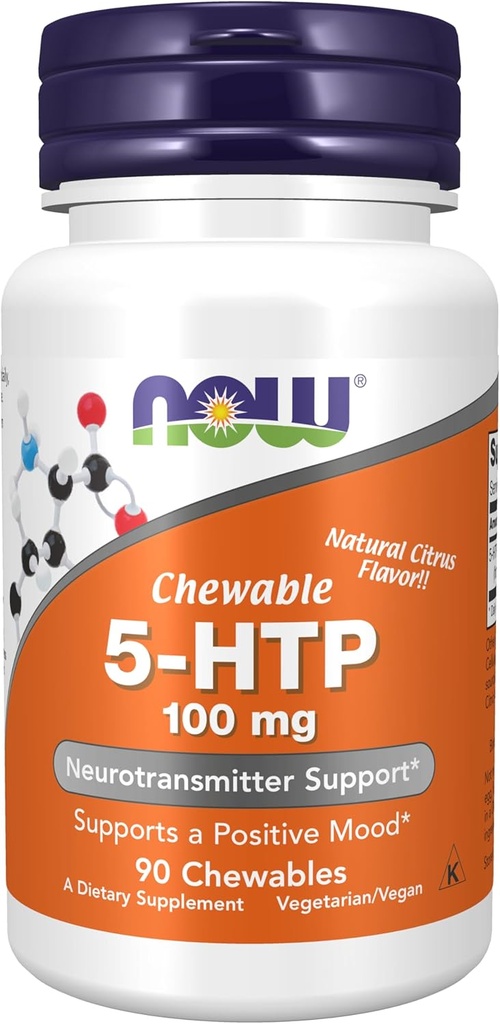 NU Mattilskudd, 5-HTP (5-hydroksytryptofan) 100 mg, nevrotransmitter støtte*, 90 Chewables