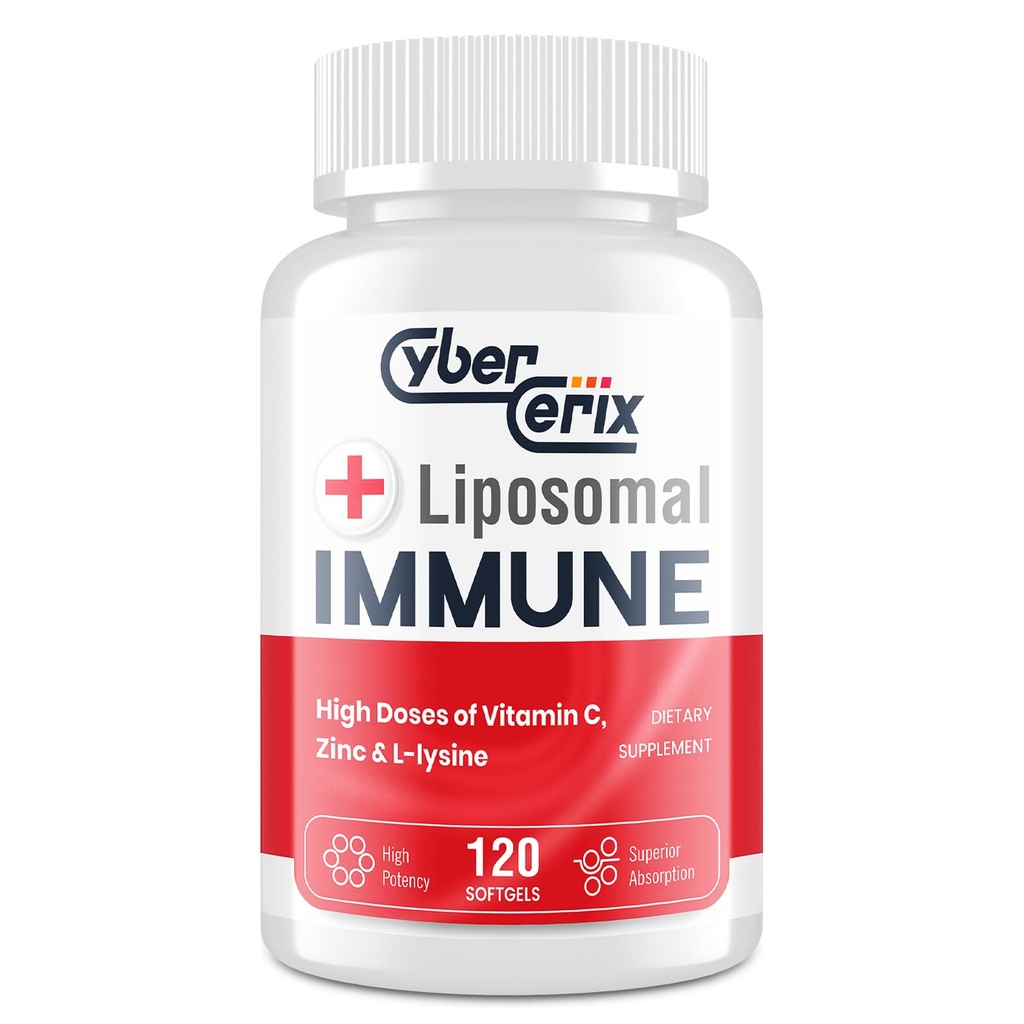 Advanced Liposomal Immune Supplement, Kompleks med L-Lysine 1500mg, vitaminer, mineraler og urteekstrakter, omfattende daglig velvære blanding for menn og kvinner - 120 kapsler